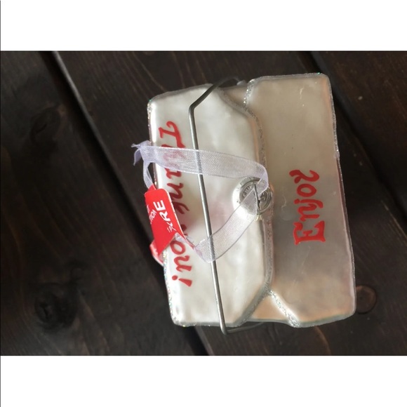 Glass Chinese Take Out Box Food Christmas Tree Decor Hanging Ornament - Picture 3 of 5